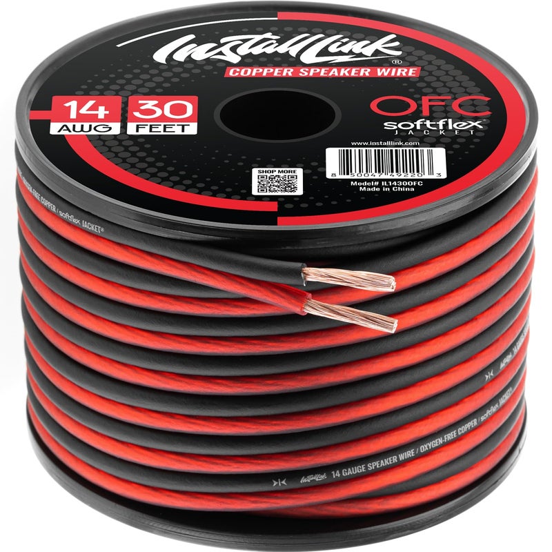 Install Link 14 AWG Gauge Speaker Wire Cable (OFC), 30-Feet, Car or Home Theater - Image 1